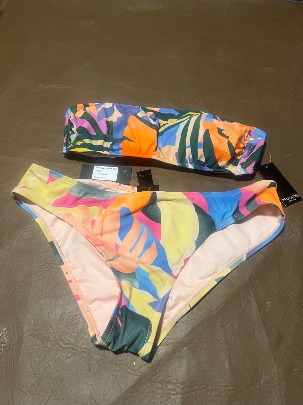Palmacee Tropical Bandeau Bikini Set in Multicolor